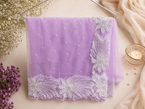 Lilac Pearl Net Saree