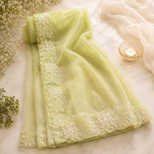Pista Pearl Net Saree